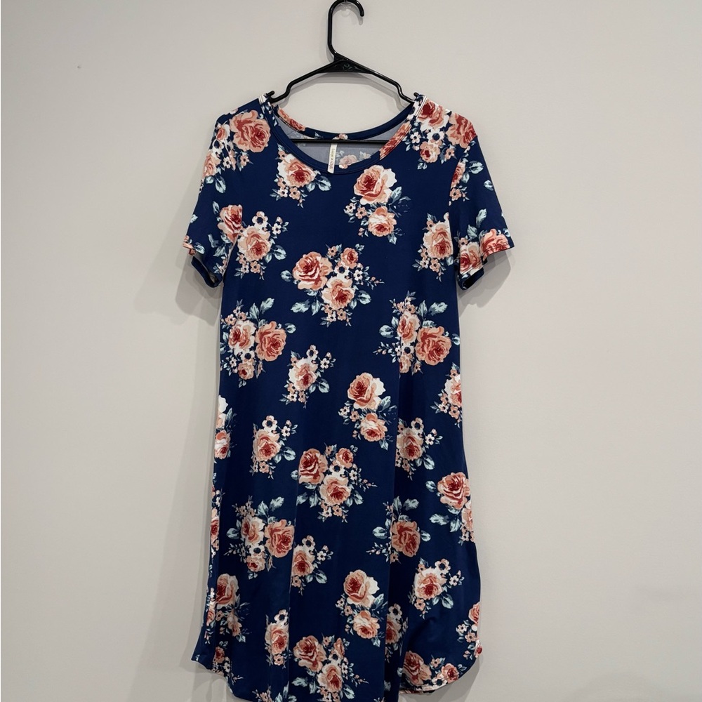 Pink & Blue Casual Midi Sundress